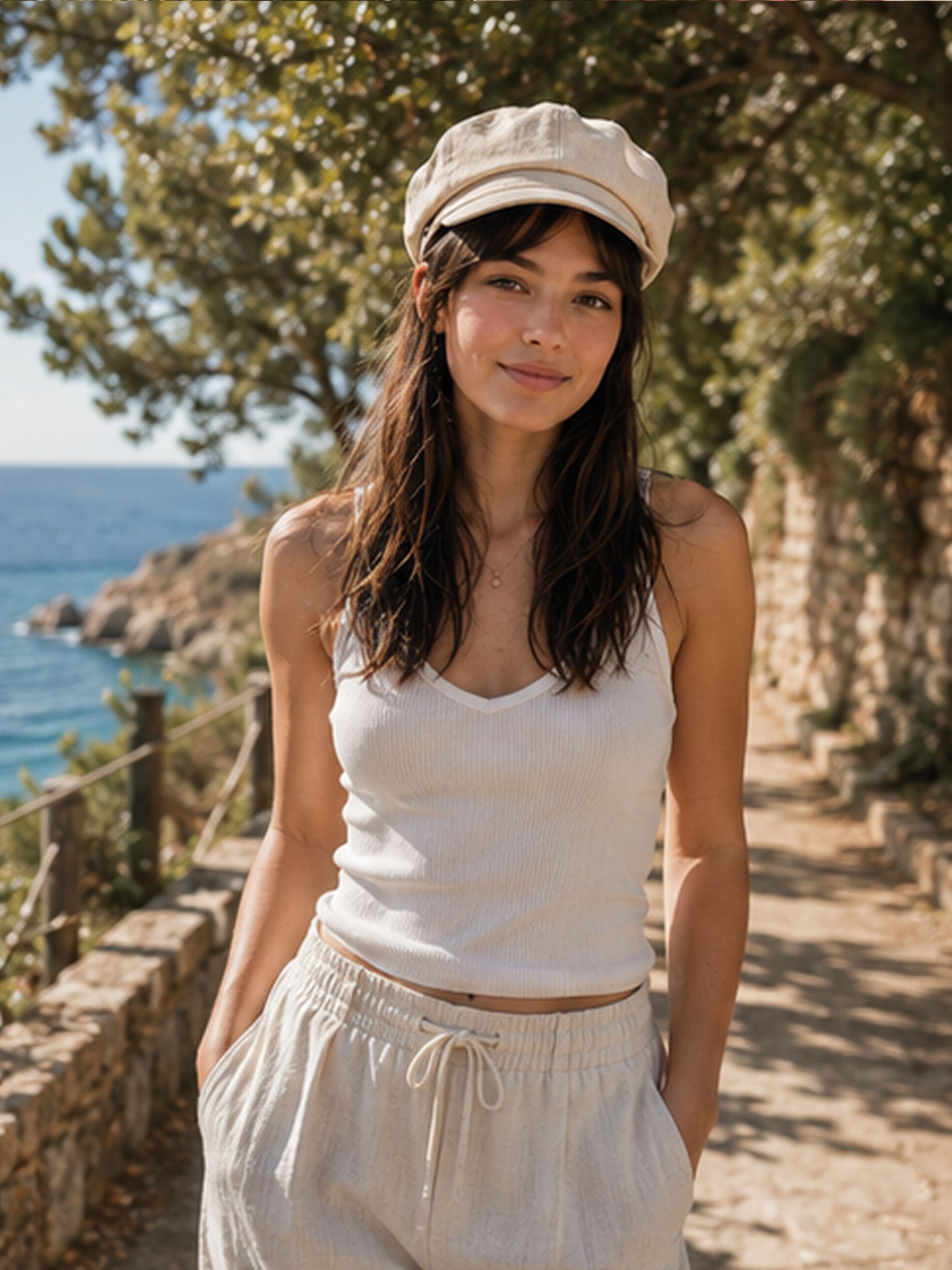 Craggi Ladies Stone Denim Baker Boy Hat. Womens Newsboy Cap