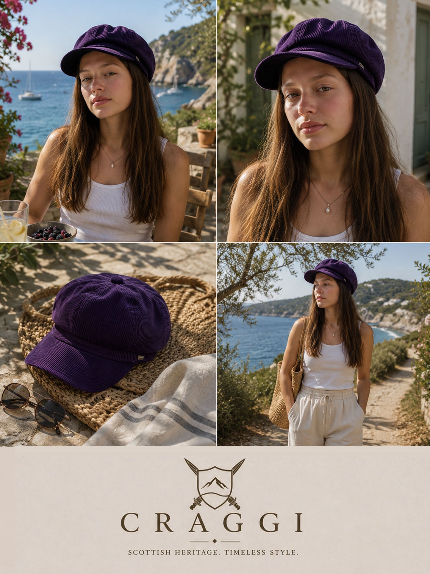Craggi Baker boy Hat Purple Cord Newsboy peaky Cap ladies headwear