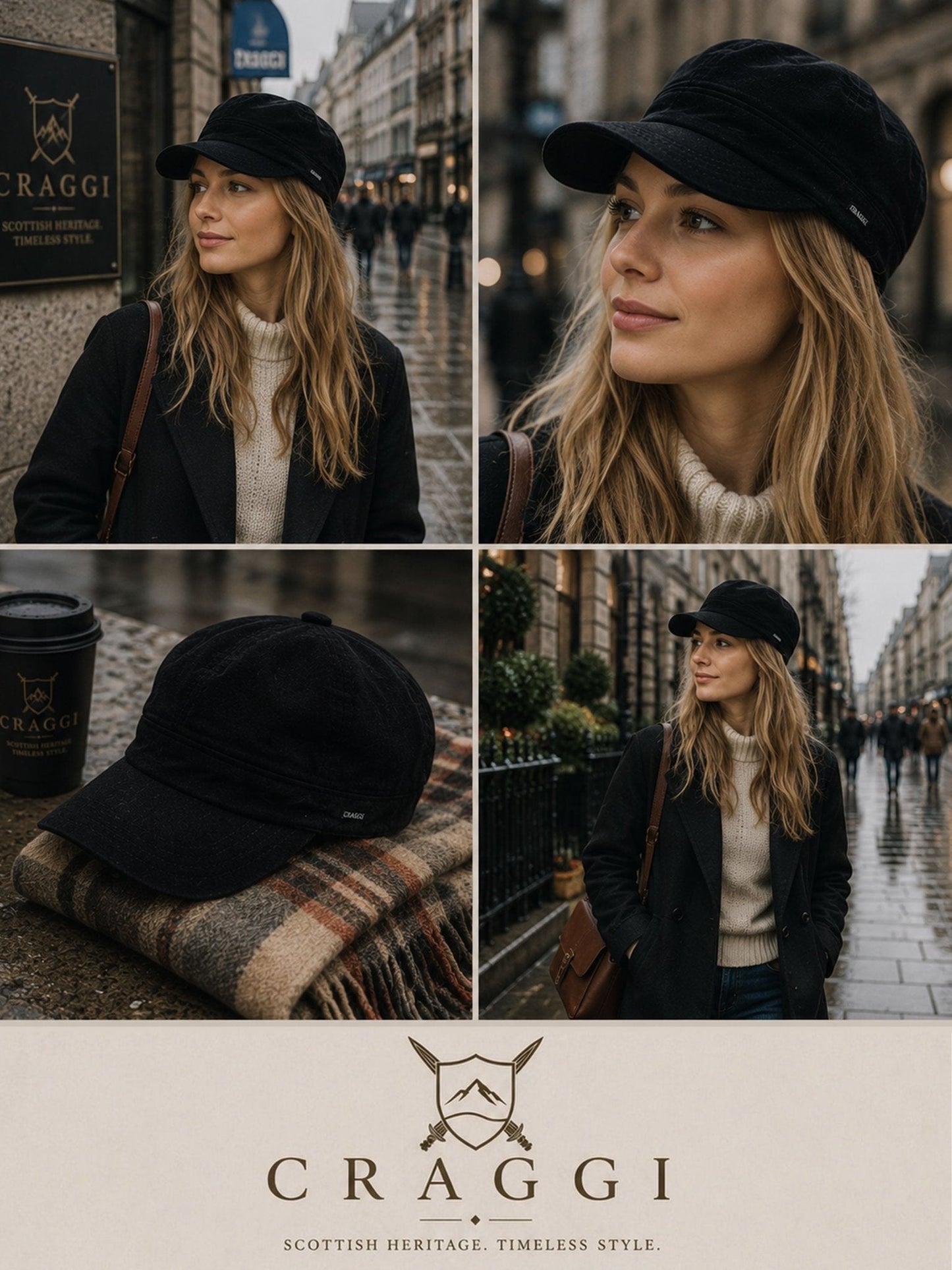 Craggi Black Velvet Newsboy Cap for Women – ladies Baker Boy Hat | Peaky Blinders Style Flat Cap | Soft Gatsby Hat for Casual, Festival & Smart Wear CRAGGI Hats