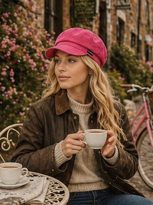Craggi Ladies Baker boy Hat in Cerise Pink Denim, Womens Newsboy Cap CRAGGI Hats