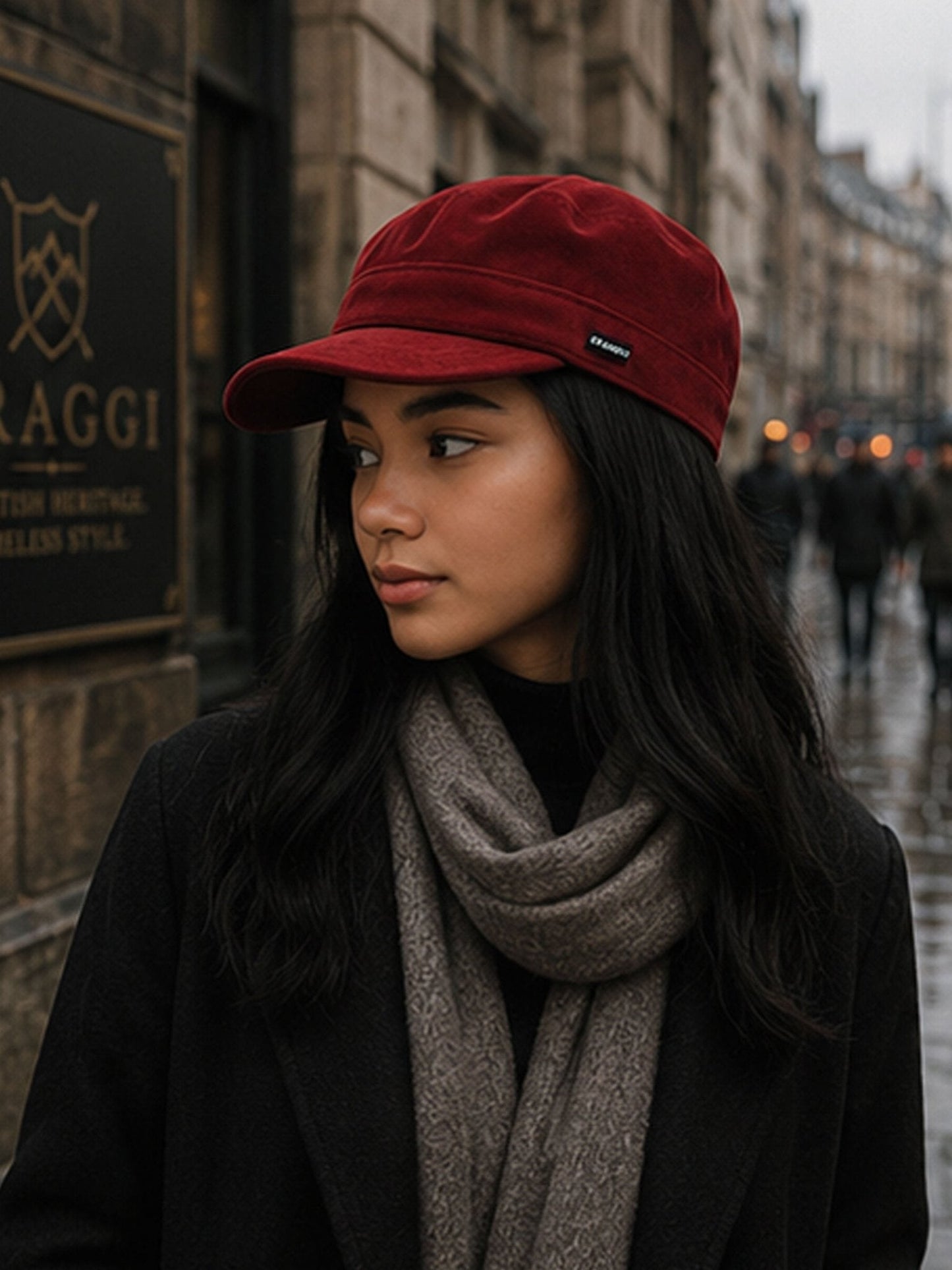 Craggi Ladies Red Velvet Newsboy Cap, Womens Cap one size CRAGGI Hats
