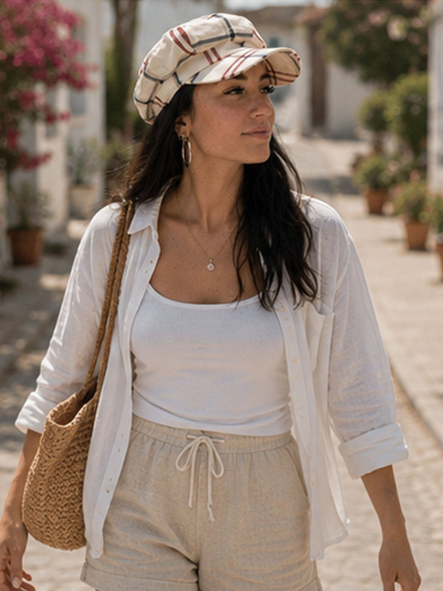 CRAGGI Ladies Signature Check Baker Boy Cap Red Navy Cream Newsboy Hat CRAGGI Hats