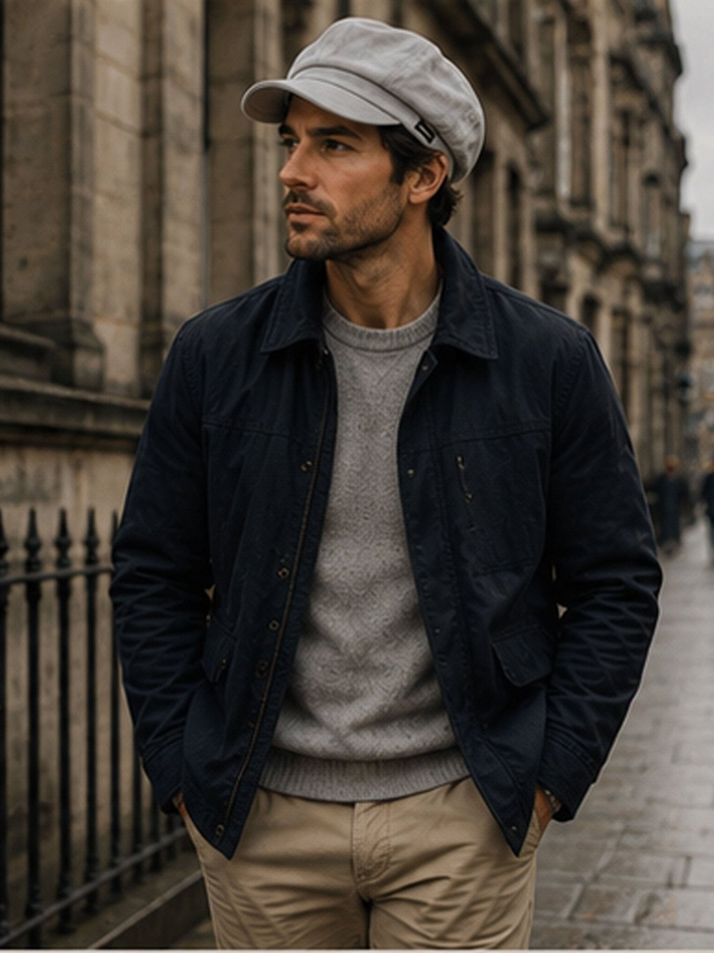 Craggi Mens Grey Denim Peaky Blinders Shelby washed grey Hat, Newsboy Cap CRAGGI Hats